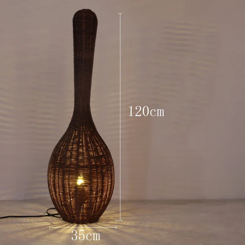 DecorBites™ Bamboo Floor Lamp: Unique Rattan Light for Living Room, Bedroom, Teahouse Decor