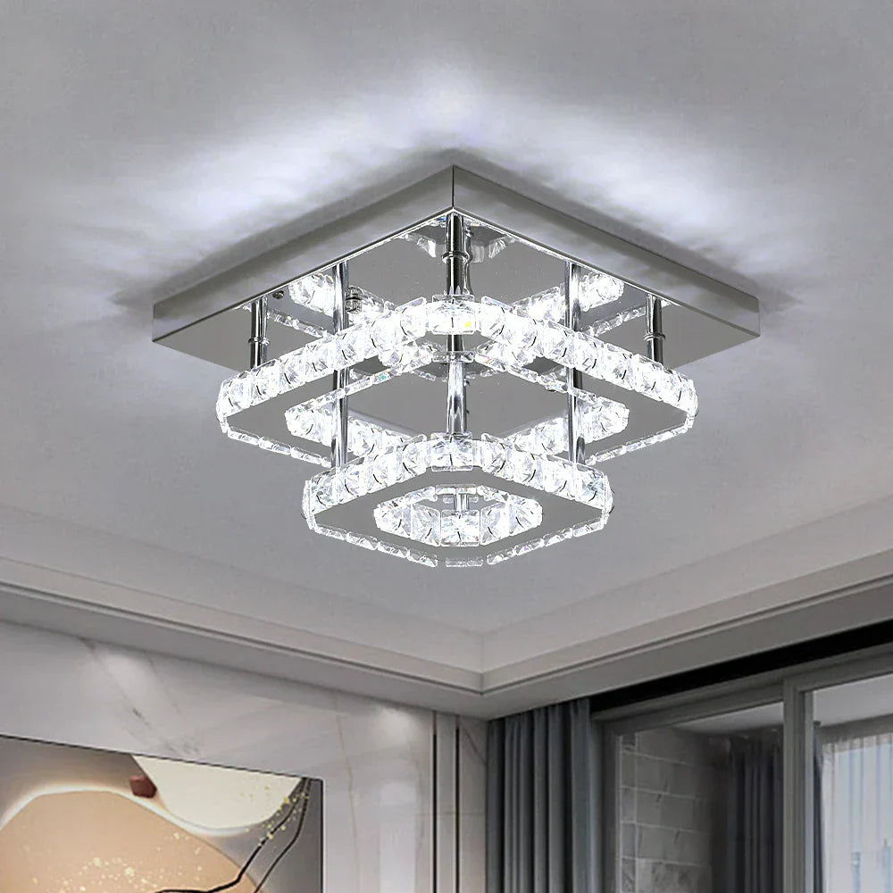 DecorBites™ Crystal LED Flush Mount Ceiling Light for Kitchen Hallway - Modern Chandelier Fixture