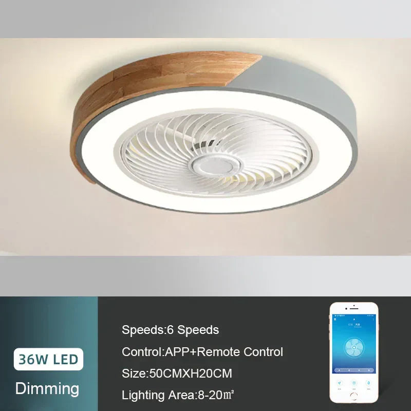 DecorBites™ 52CM Ceiling Fan Light 6 Speeds Reversible Blades 36W Living Dining Room