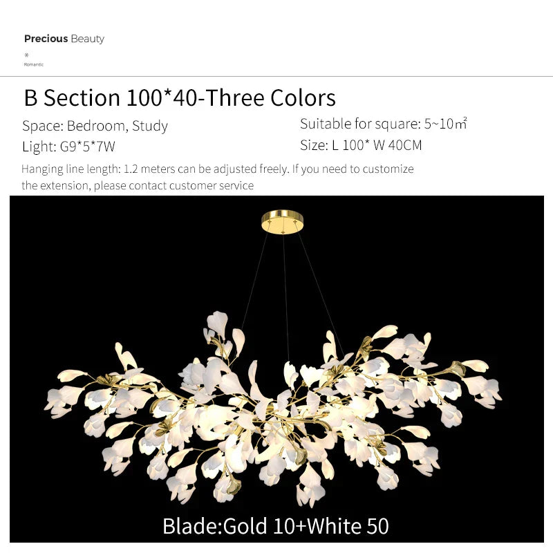 DecorBites™ Ginkgo Biloba Chandelier: Elegant Duplex Living Room Hotel Lobby Pendant Light