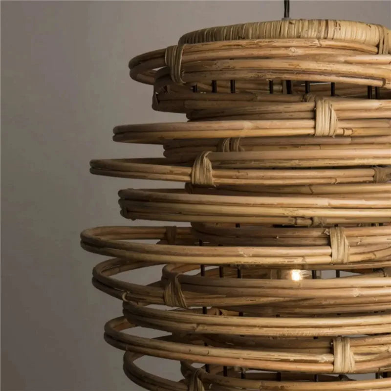 DecorBites™ Bamboo Birdnest Pendant Light for Dining Room, Handmade Wicker Lamp for Kitchen Bar & Living Room