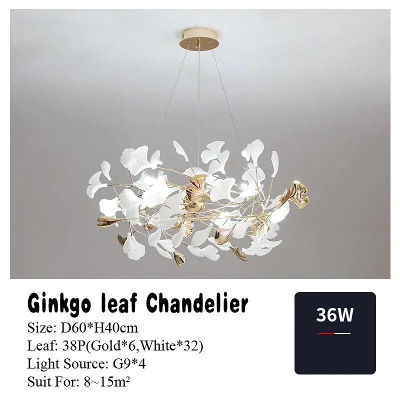 DecorBites™ Ginkgo Leaf Pendant Chandelier for Nordic Romantic Living Room Decor