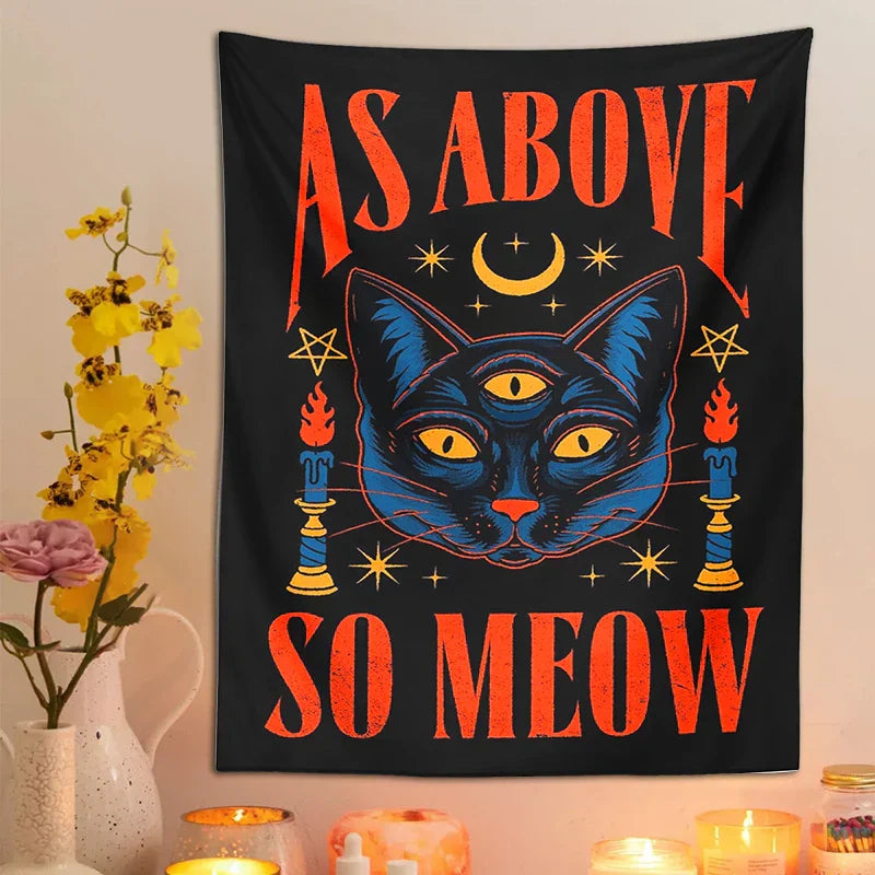 DecorBites™ Cat Tarot Tapestry Wall Hanging Moon Star Room Decoration