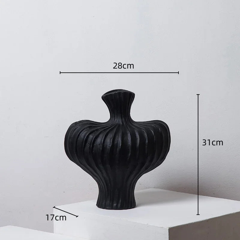 DecorBites™ Fringe Heterophore Vase - Handcrafted Porcelain Floral Arrangement Ornament