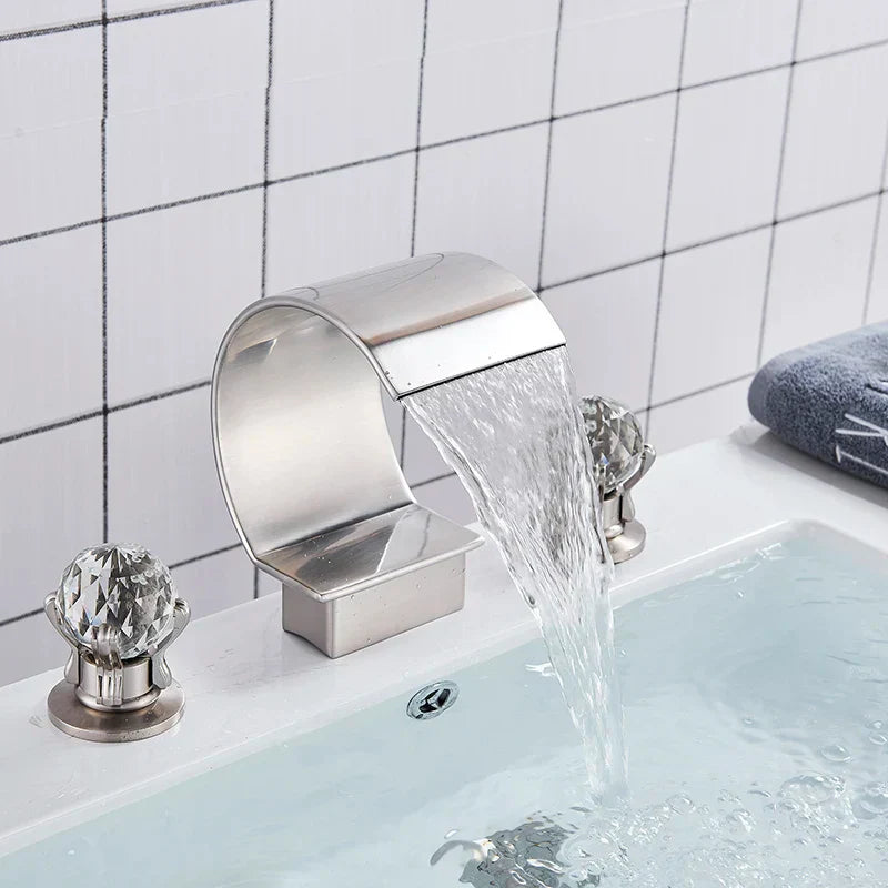 DecorBites™ Crystal Handle Gold Basin Faucet Set, Hot Cold Water Mixer Tap