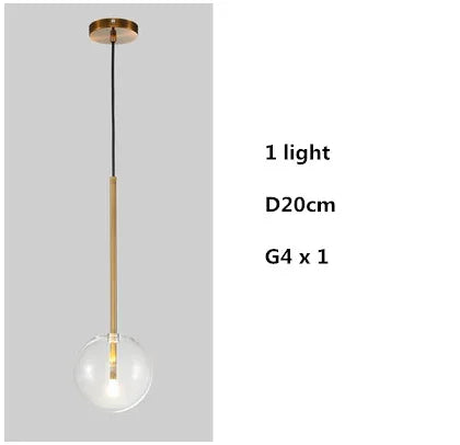 DecorBites™ Clear Glass Globe LED Pendant Chandelier for Dining Room and Living Room