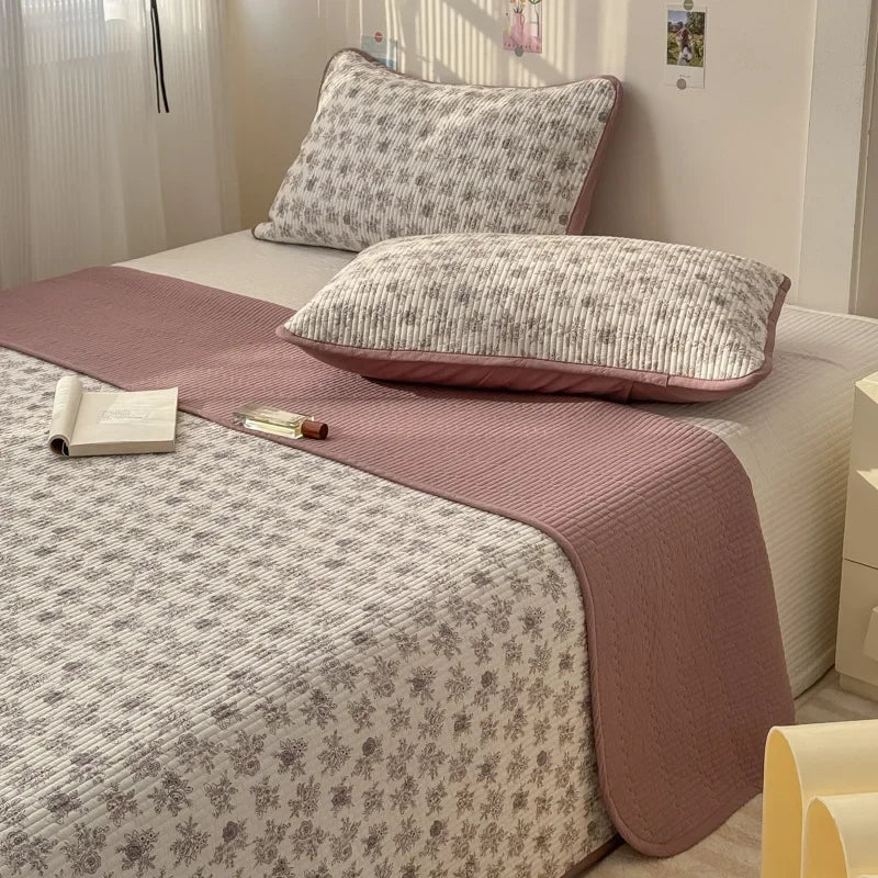 DecorBites™ Double-Sided Cotton Bed Cover Quilted Tatami Mat, Soft & Anti-Slip Mattress