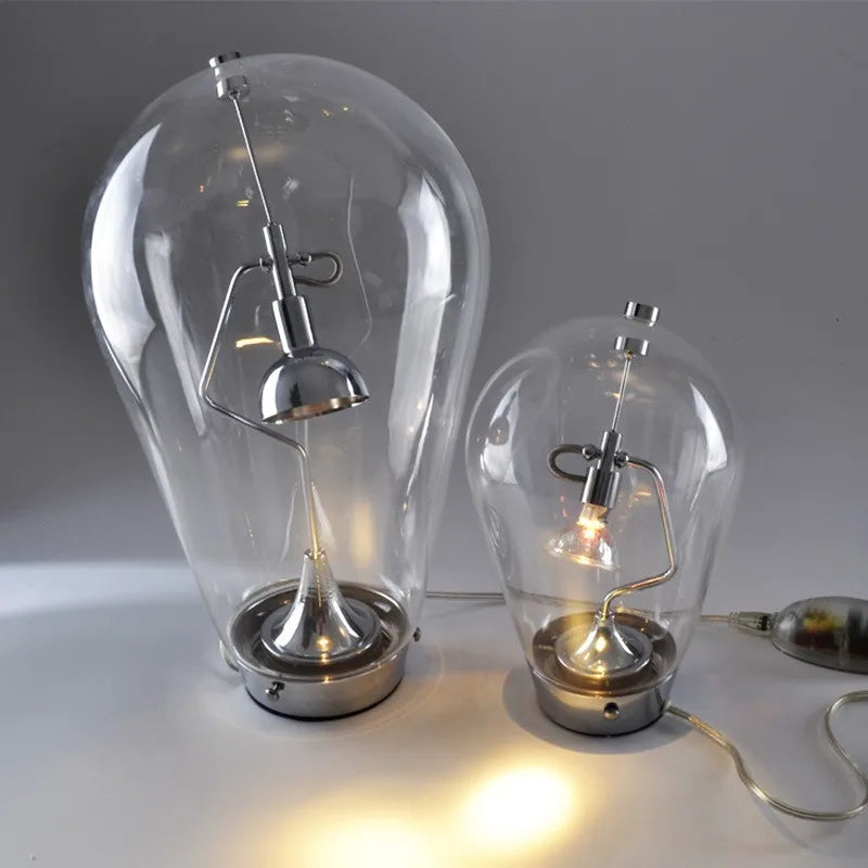 DecorBites™ Lodes Blow Glass Table Light: Adjustable Modern Chrome Lamp for Home, Store, and Bar