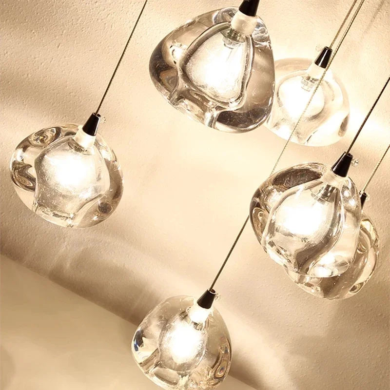 DecorBites™ Crystal LED Chandelier Water Droplet Design Luxury Ball Hanging Lamp