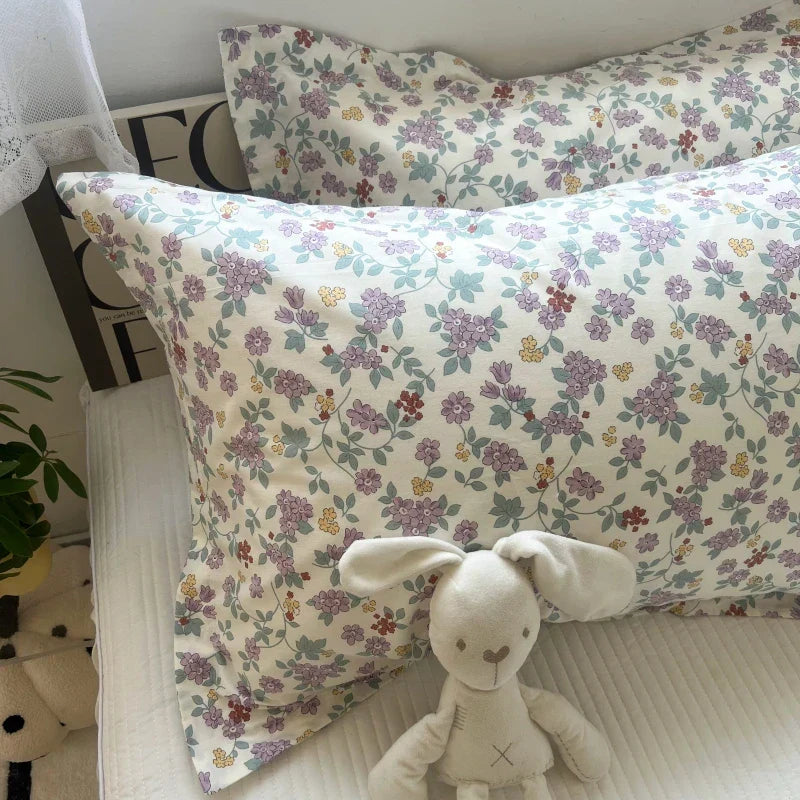 DecorBites™ Korean Floral Cotton Pillowcase 40x60cm, 48x74cm, 50x80cm, Home Cushion Cover