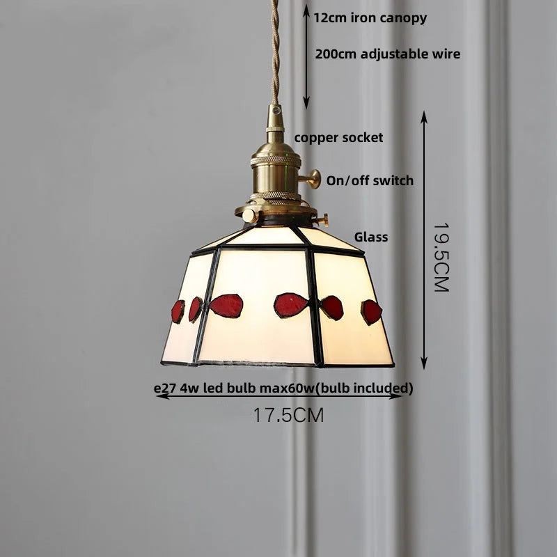 DecorBites™ Colorful Glass Tiffany Style LED Pendant Lamp, Modern Hanging Light Fixture