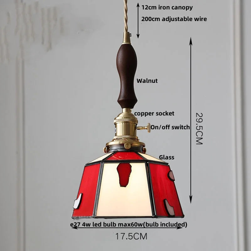 DecorBites™ Colorful Glass Tiffany Style LED Pendant Lamp, Modern Hanging Light Fixture