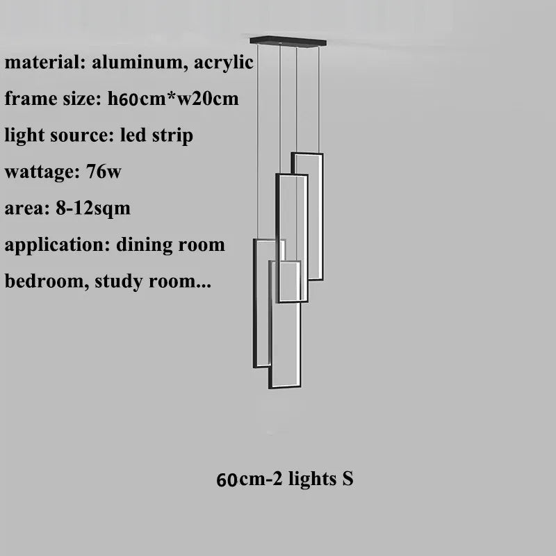 DecorBites™ LED Stair Chandelier: Luxury Loft Geometry Pendant Lamps for Modern Living