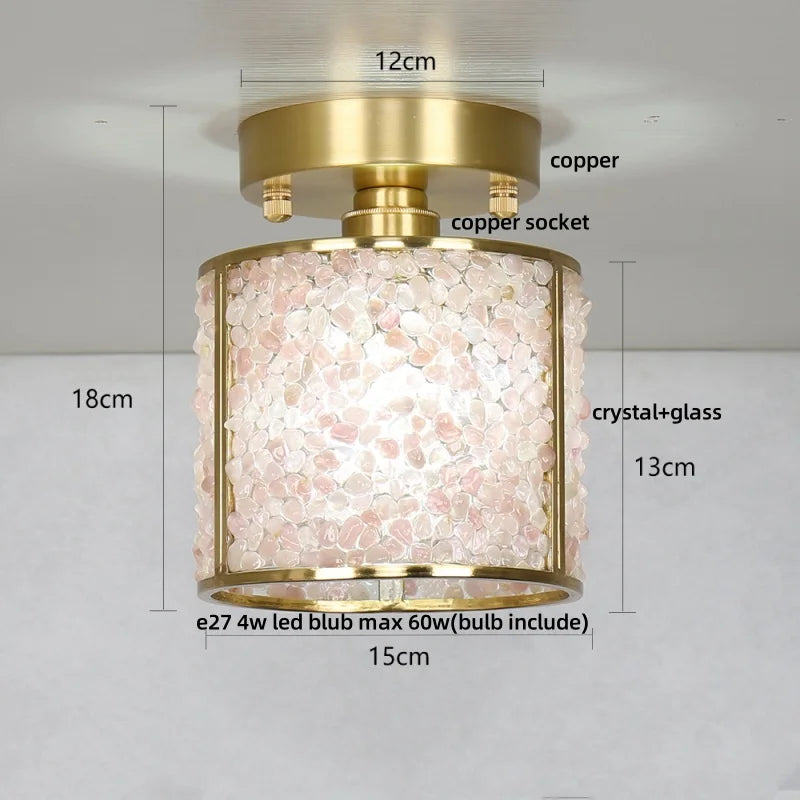 DecorBites™ Copper Canopy LED Ceiling Light Glass Crystal Nordic Modern Decor for Home