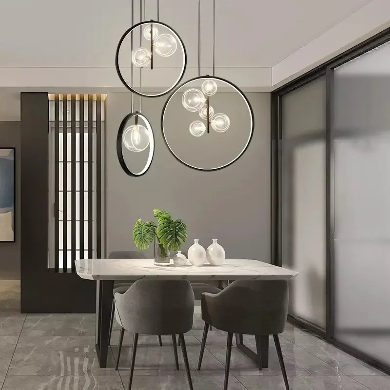DecorBites™ Glass Bubble Chandelier: Modern Nordic LED Pendant Lighting for Dining Room & Kitchen
