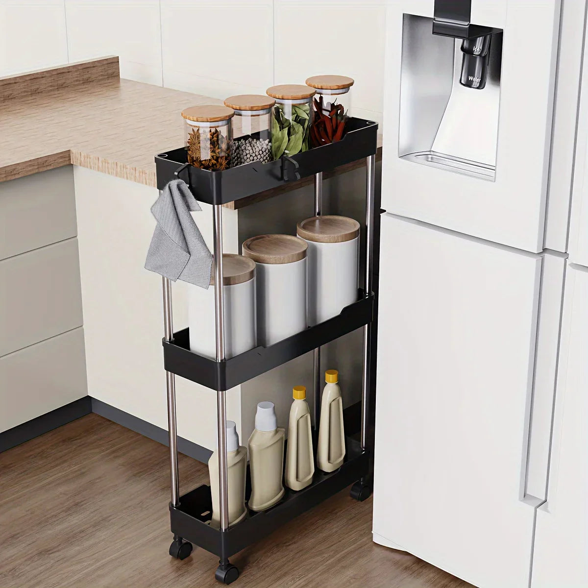 DecorBites™ Bathroom Storage Rack with Wheels - Multi-Purpose Rolling Utility Cart