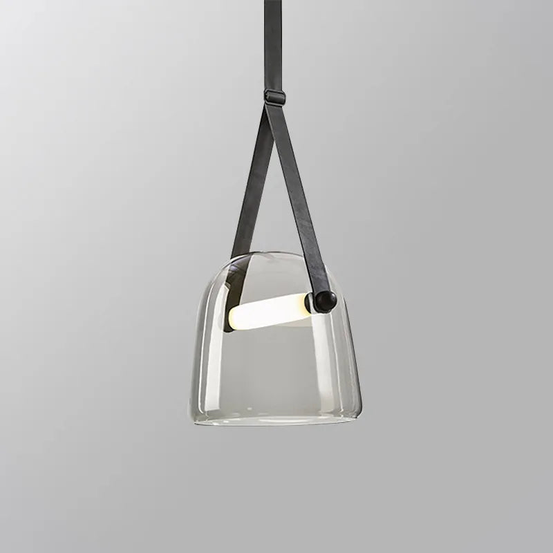 DecorBites™ Glass Hanging Lamps Leather Pendant Light Fixture for Kitchen Living Room Bedroom