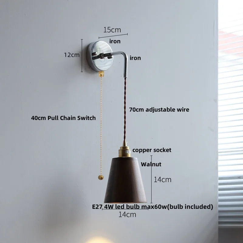 DecorBites™ Japanese Style LED Wall Sconce Pull Chain Stair Light Fixtures