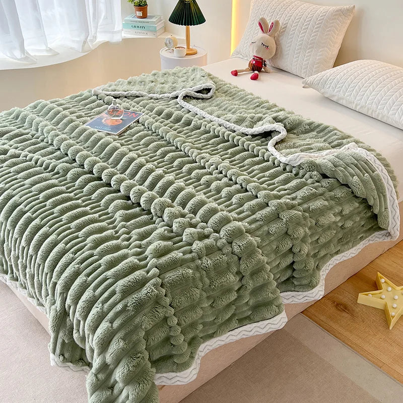 DecorBites™ Bamboo Velvet Blanket: Soft Flannel Sofa Cover & Shawlecessory