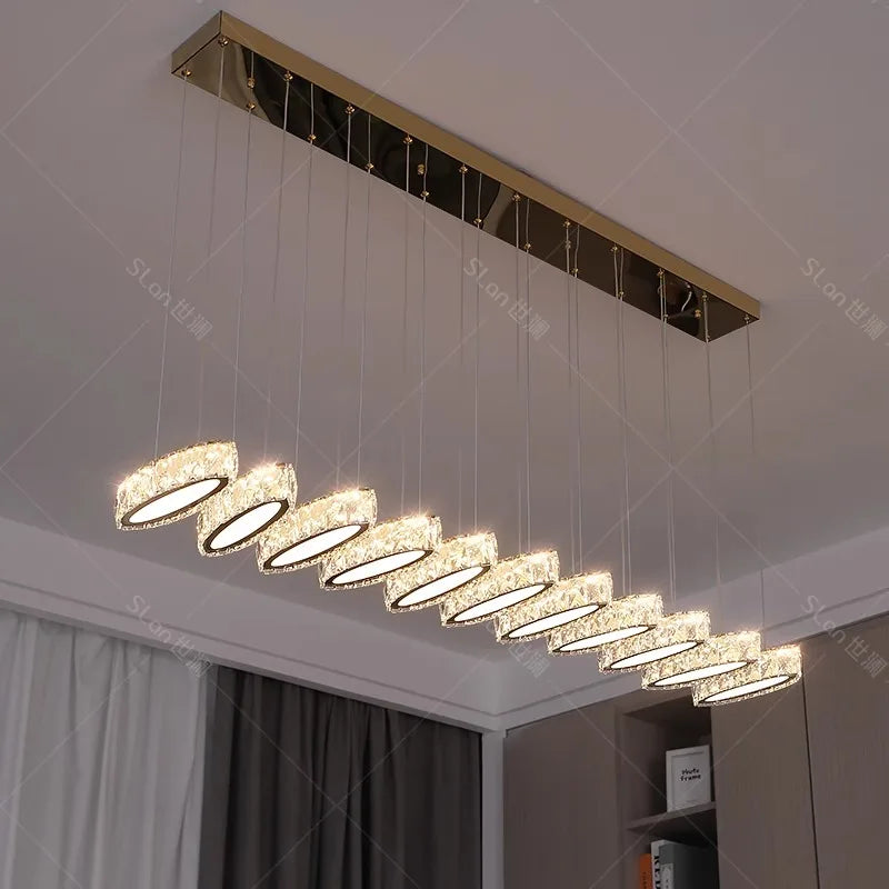 DecorBites™ Crystal Chandelier Stair Pendant Lamp Living Room Interior Lighting