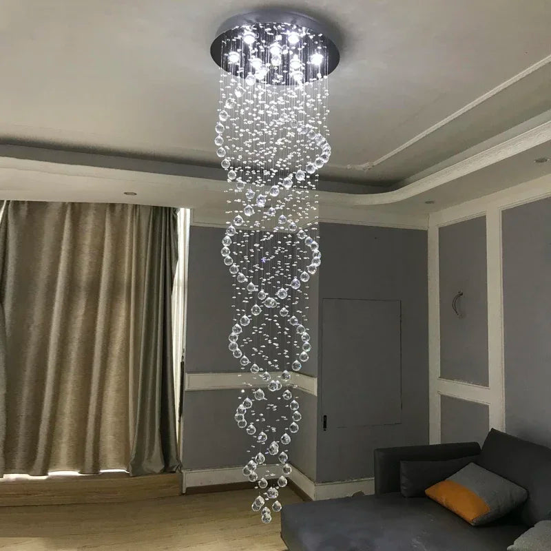 DecorBites™ Crystal Chandelier for Staircase Luxury Hotel Bedroom Hanging Light