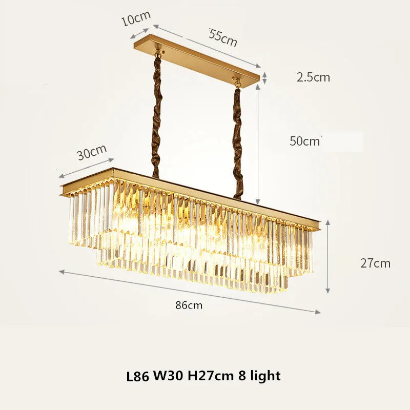 DecorBites™ Gold Black Metal LED Pendant Lights with Crystal Suspension and Chain Hangings