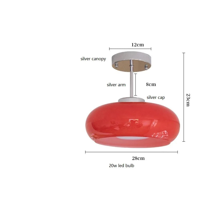 DecorBites™ Copper Bauhaus LED Pendant Light - Orange Glass Fixture for Home Indoor Lighting