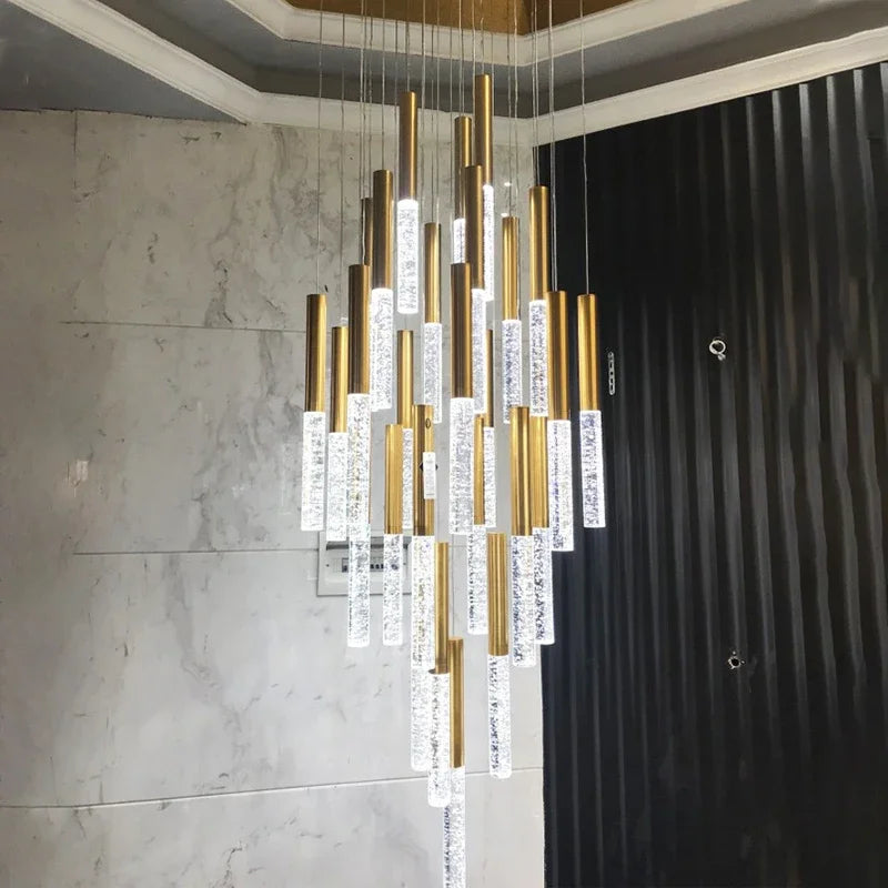 DecorBites™ Crystal Gold Chandelier for Living Room Staircase Kitchen - Modern Nordic Design