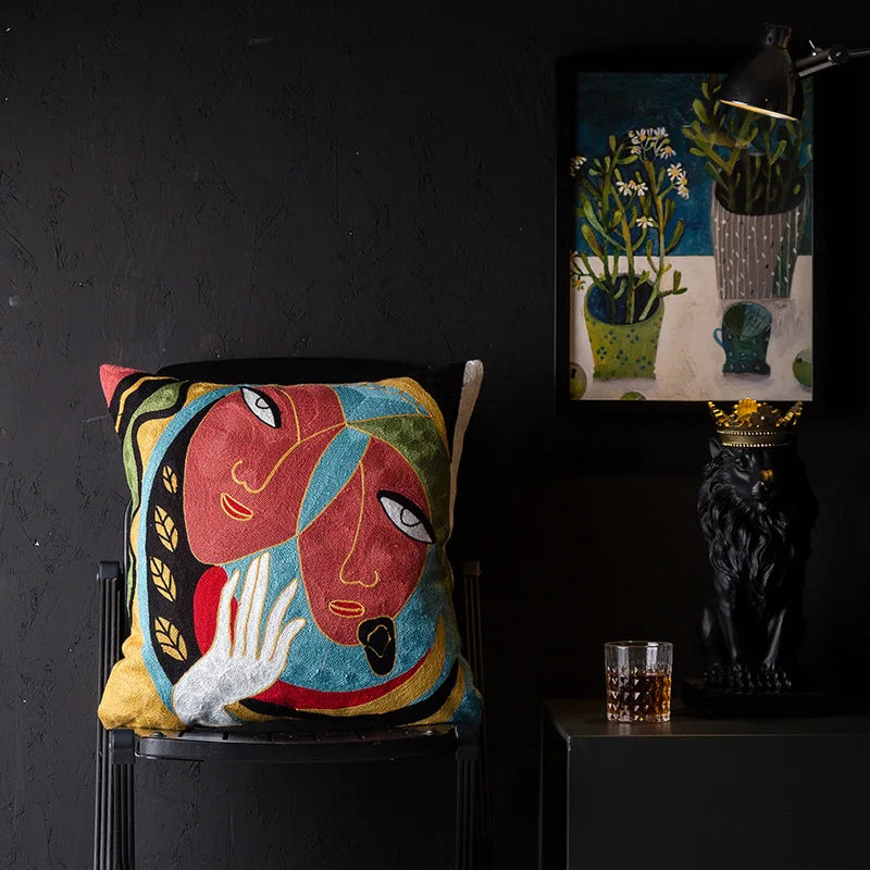 DecorBites™ Christmas Picasso Style Abstract Cushion Cover for Living Room Sofa and Bed