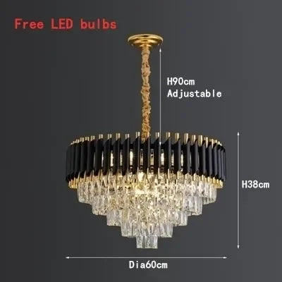 DecorBites™ Crystal LED Pendant Light Chandelier: Modern Black Luxury Lighting for Home Decor