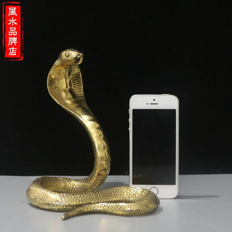 DecorBites™ Copper Cobra Zodiac Snake Feng Shui Decoration Craft
