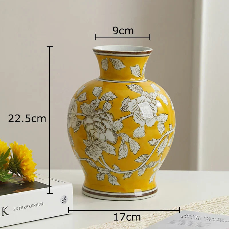 DecorBites™ Blue & White Porcelain Vase Pot for Stylish Room Aesthetic Decor & Flowers