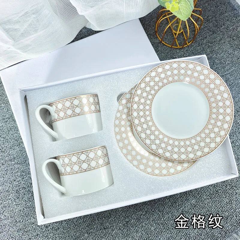 DecorBites™ Bone China Coffee and Tea Cup Set with Saucer, Teaware, Dessert Dish