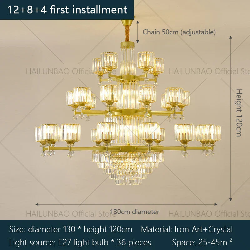 DecorBites™ Crystal Chandelier: Elegant Retro Lighting for Living Room, Bedroom, and Dining Area