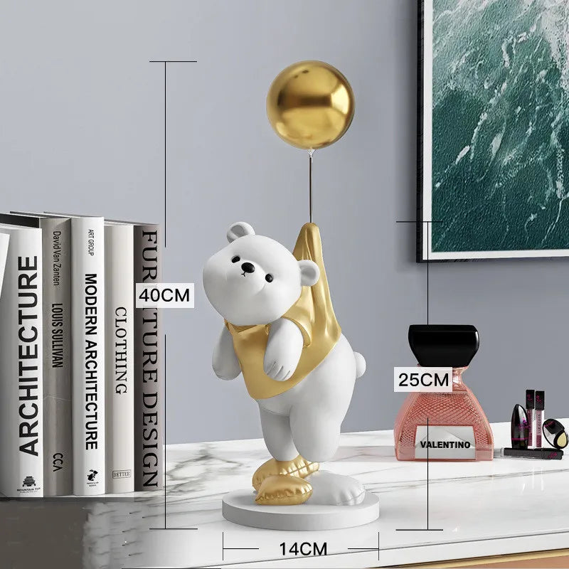 DecorBites™ Balloon Polar Bear Resin Ornaments: Home Decor Craft, Office Desk Figurine sculpt