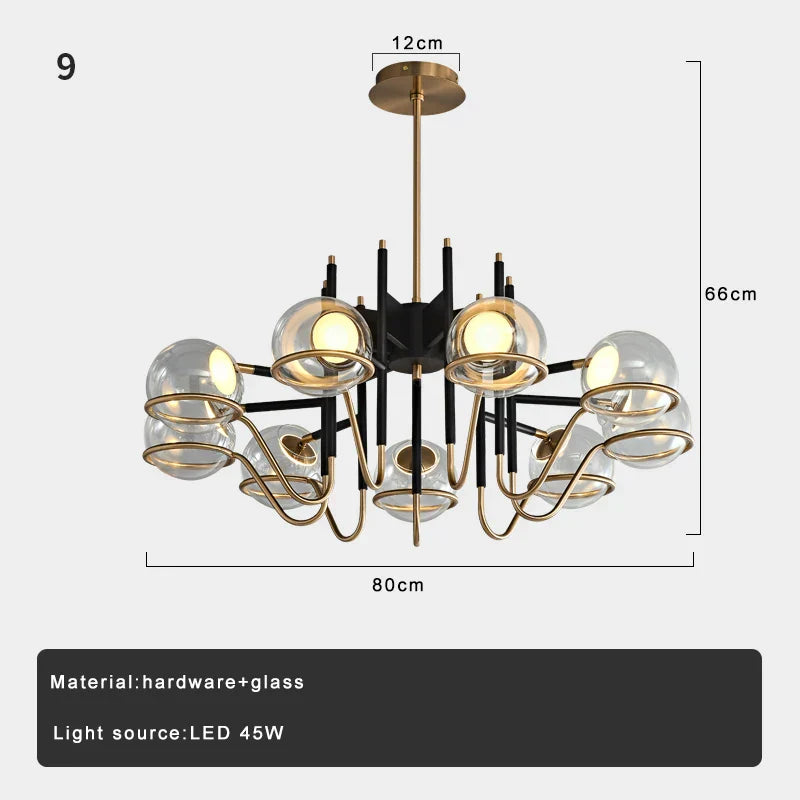 DecorBites™ Clear Glass Ball Ceiling Pendant Lights Luxury Nordic Pendant Lamp Black Gold Dimmable