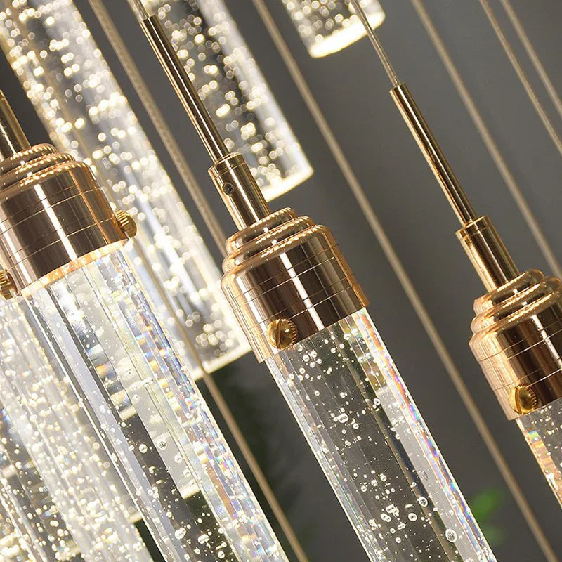 DecorBites™ Crystal Chandelier: Elegant LED Staircase Lamp for Deluxe Living Room Decor