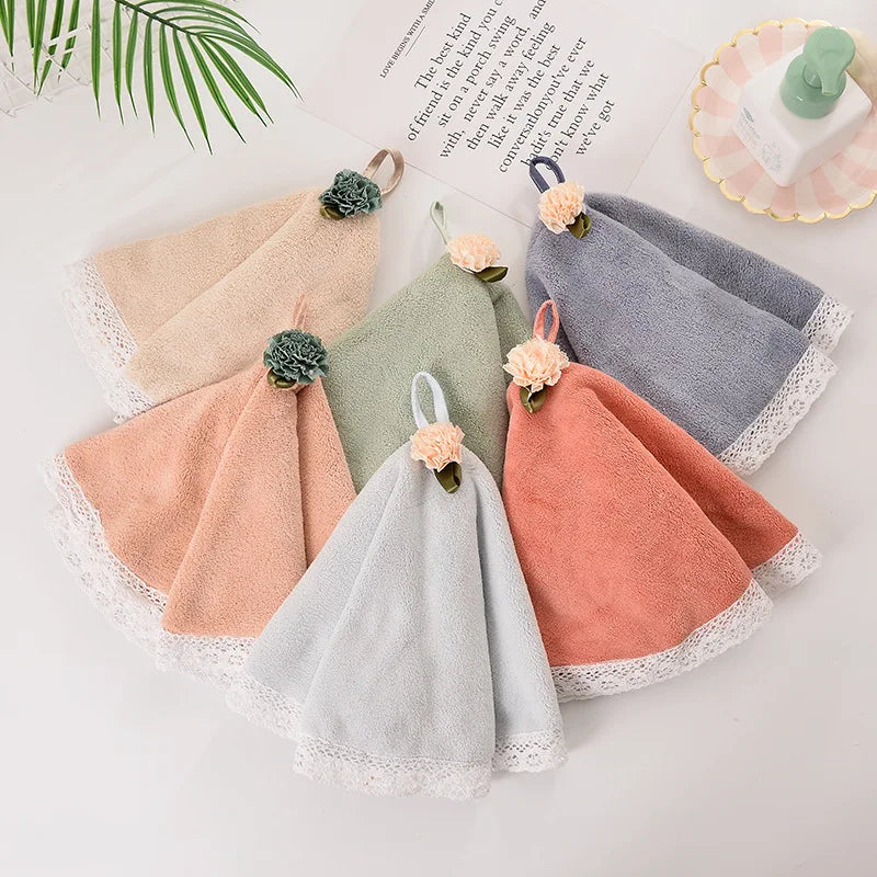 DecorBites™ Lace Dress Baby Hand Towel: Soft, Absorbent, and Cute for Kitchen & Bathroom