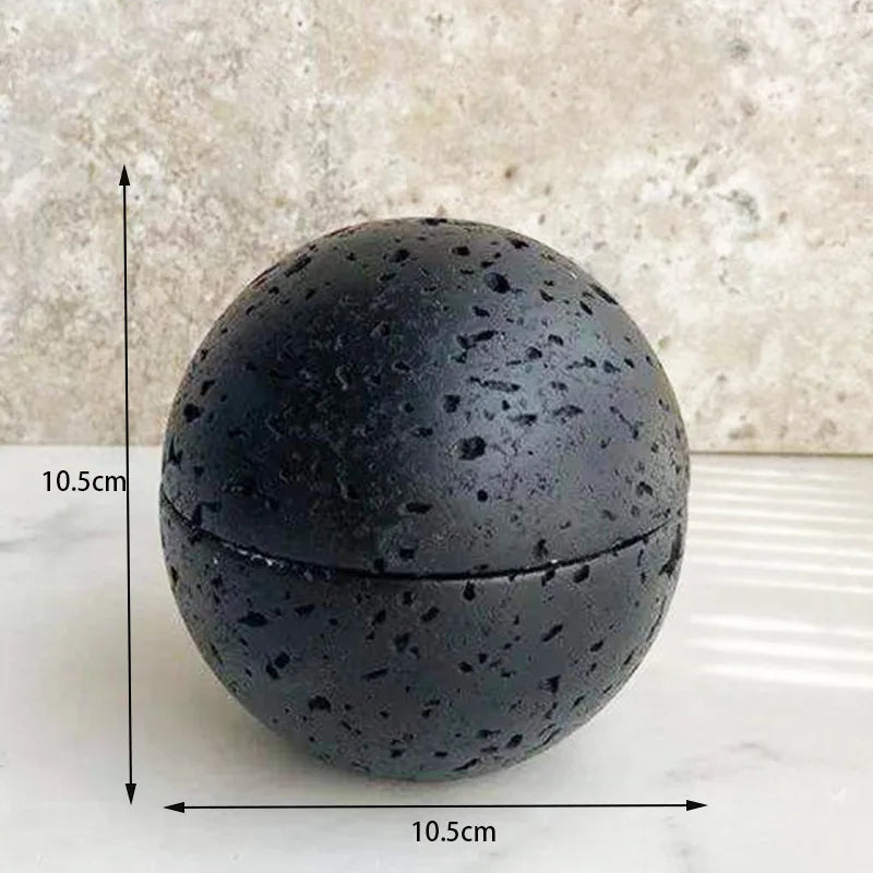DecorBites™ Beige Travertine Sphere Incense Burner - Natural Marble Stone Religious Ornament