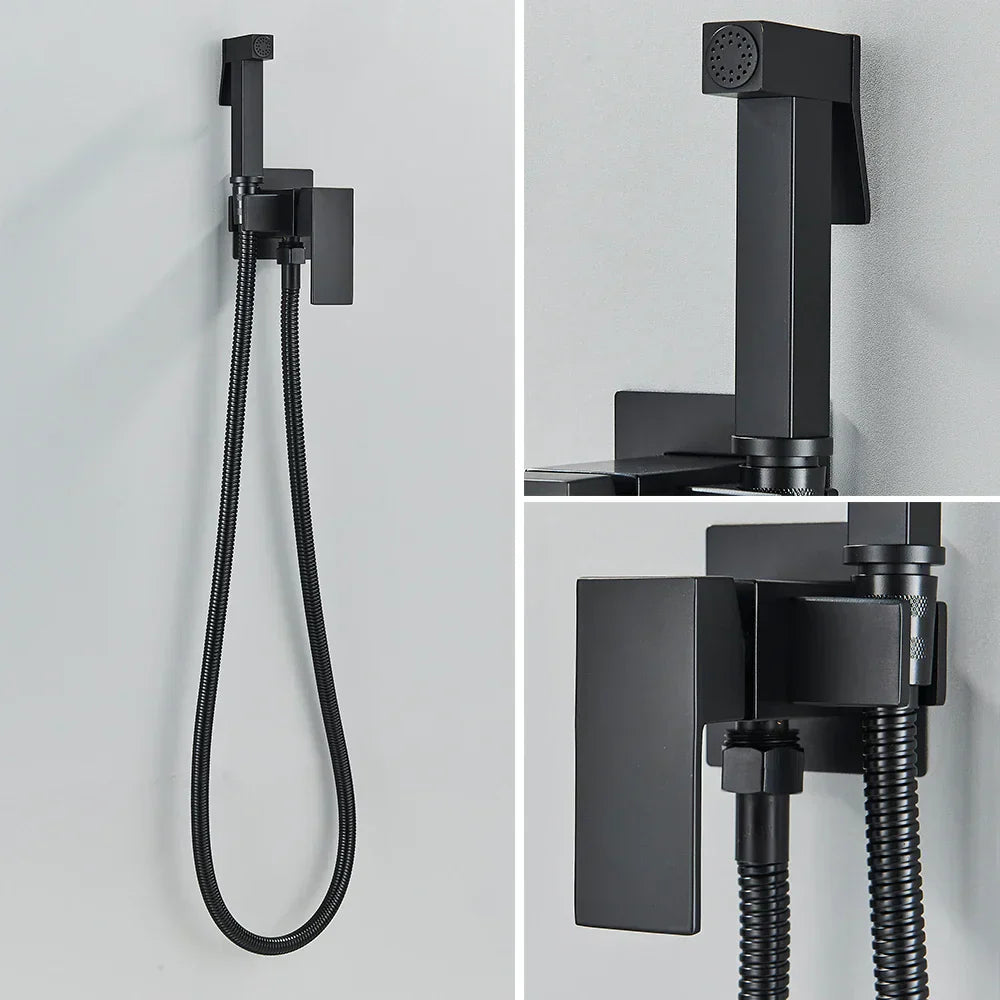 DecorBites™ Black Bidet Faucet Wall Mount Shower Tap Toilet Sprayer Mixer