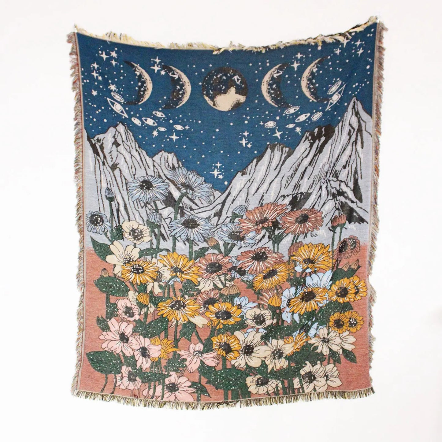 DecorBites™ Boho Floral Cotton Blanket - Soft Bedspread for Beds, Sofa & Living Room