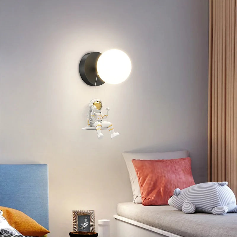 DecorBites™ Kids Astronaut Wall Lamp: Modern Space Theme Bedroom Light Fixture