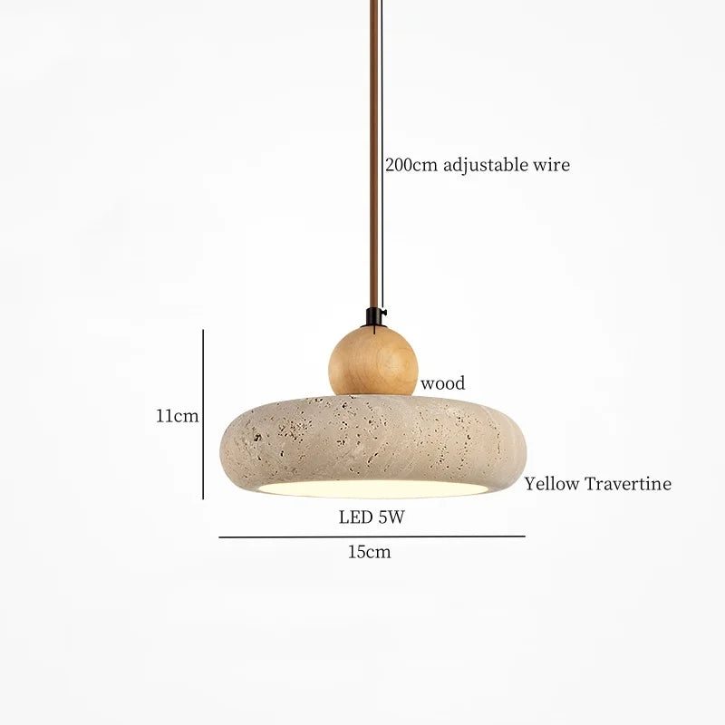 DecorBites™ Creative Stone LED Pendant Light Yellow Travertine Nordic Minimalism Hanging Lamp