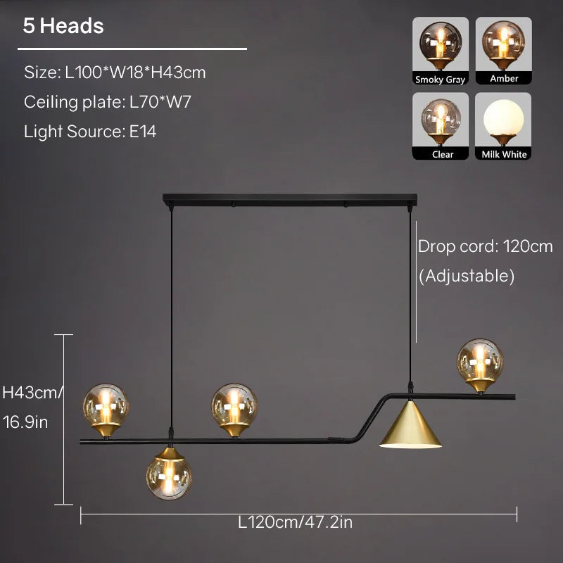 DecorBites™ Linear Hanging Lamp Minimalist Chandelier Modern Nordic Dining Table Lantern