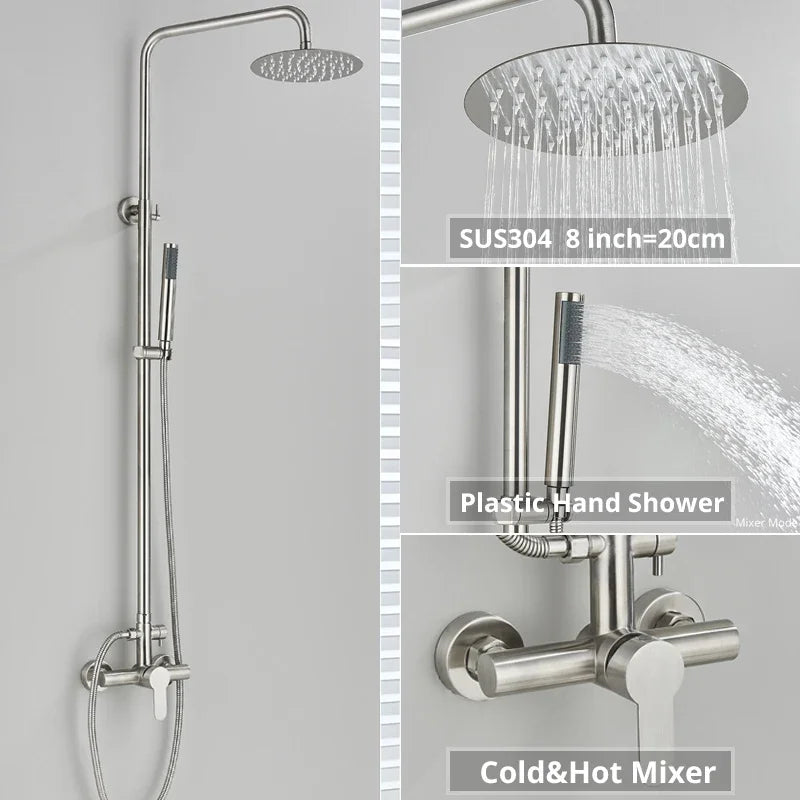 DecorBites™ Black Shower Faucet Set with Rainfall Shower Head and Wall Mounted Mixer Tap