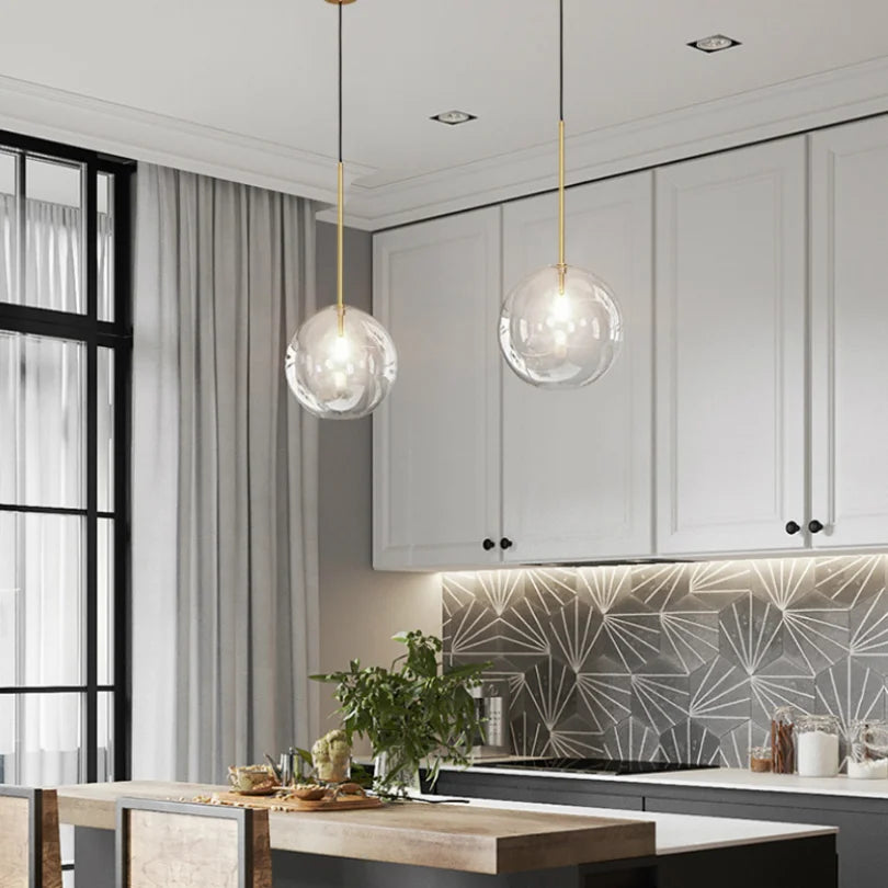 DecorBites™ Bubble Glass Ball Pendant Light for Bedroom Kitchen Dining Room LED Fixture