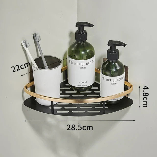 DecorBites™ Aluminum Corner Bathroom Shelf with Towel Holder