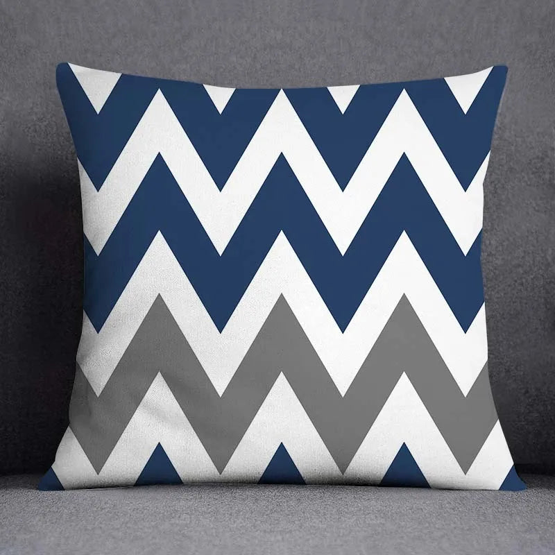 DecorBites™ Blue Geometric Floral Design Pillowcase - Modern Home Decor Cushion Cover
