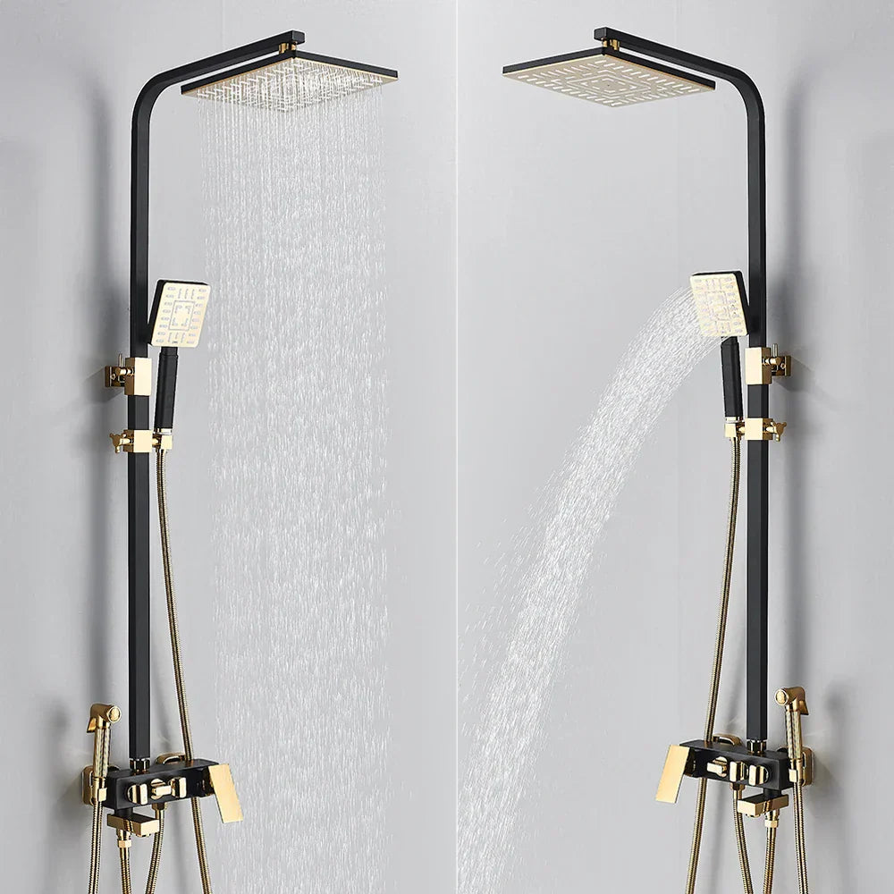 DecorBites™ 8" Rainfall Shower Set with Bidet Function, Wall Mounted Hot Cold Mixer Tap