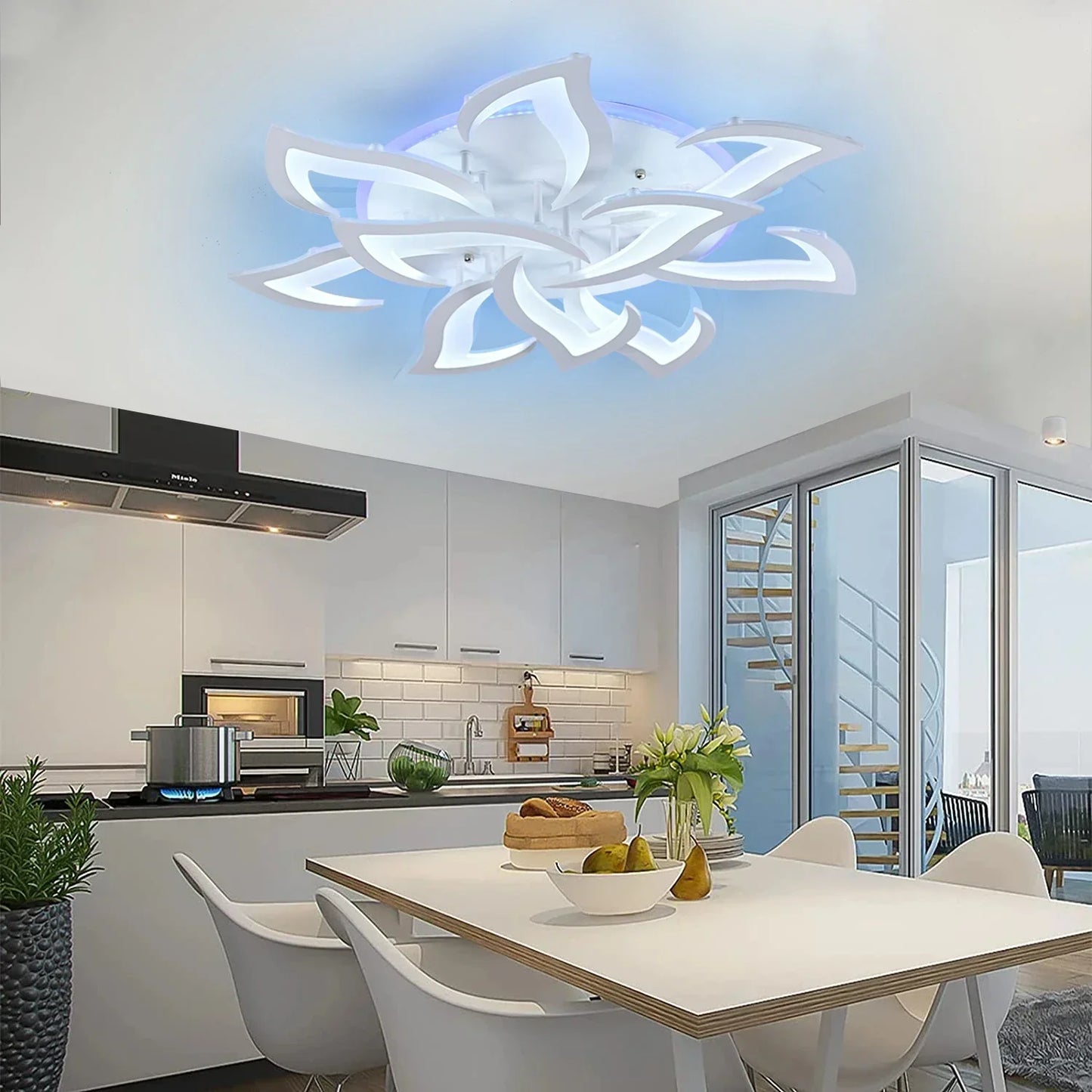 DecorBites™ Lotus LED Chandelier for Living Dining Bedroom Kitchen Art Deco Ceiling Light